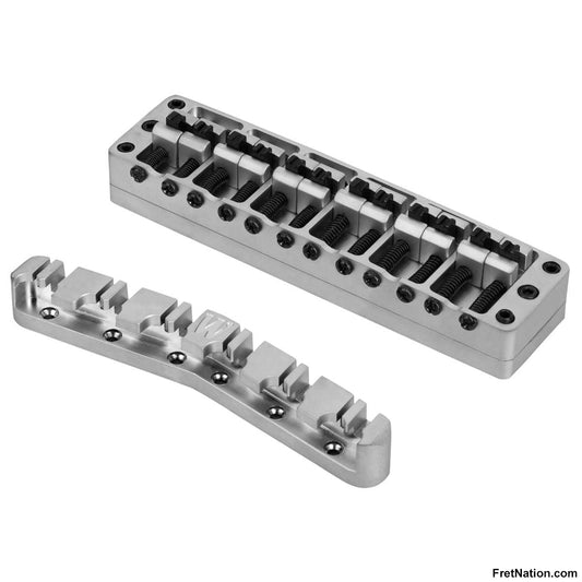Warwick Warwick Parts - Bridge + Tailpiece, 12-String, Broadneck, Brass / Satin Chrome - SP W 30157 12BN BS