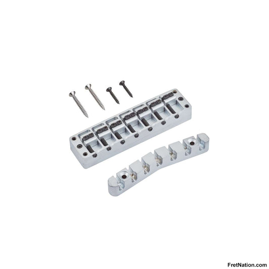 Warwick Warwick Parts - Bridge + Tailpiece, 7-String, Broadneck, Brass / Satin Chrome - SP W 30157 7BN BS