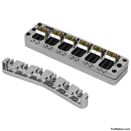 Warwick Warwick Parts - Bridge + Tailpiece, 12-String, Broadneck, Brass / Chrome - SP W 30158 12BN BC