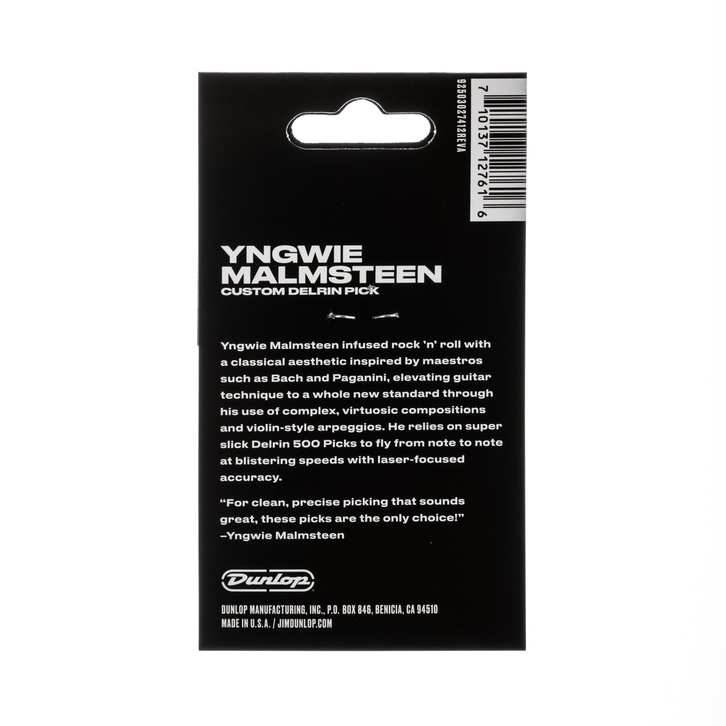 Jim Dunlop DUNLOP YNGWIE MALMSTEEN CUSTOM 1.5mm DELRIN GUITAR PICK WHITE PLAYER'S PACK 06-PACK - YJMP01WH
