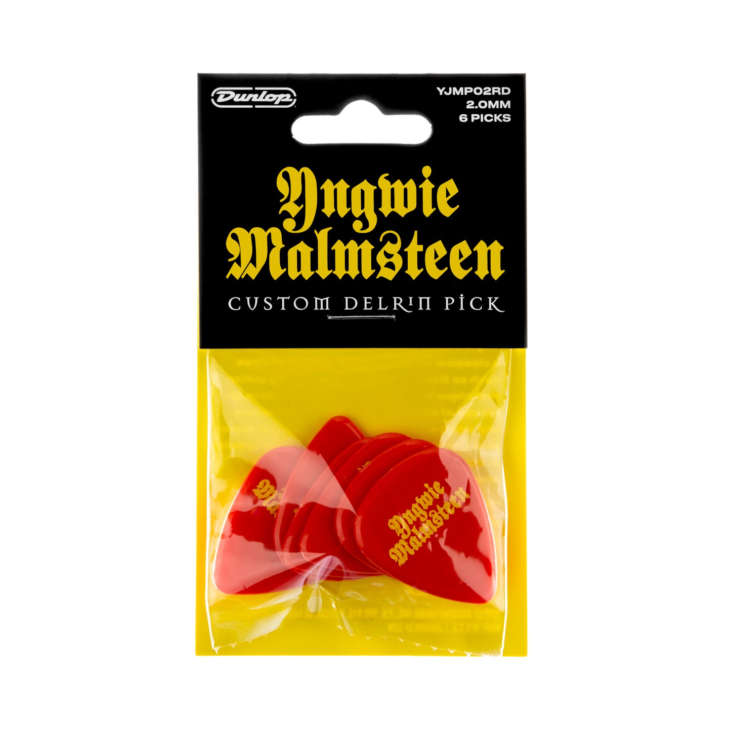 Jim Dunlop DUNLOP YNGWIE MALMSTEEN CUSTOM 2.0mm DELRIN GUITAR PICK RED PLAYER'S PACK 06-PACK - YJMP02RD