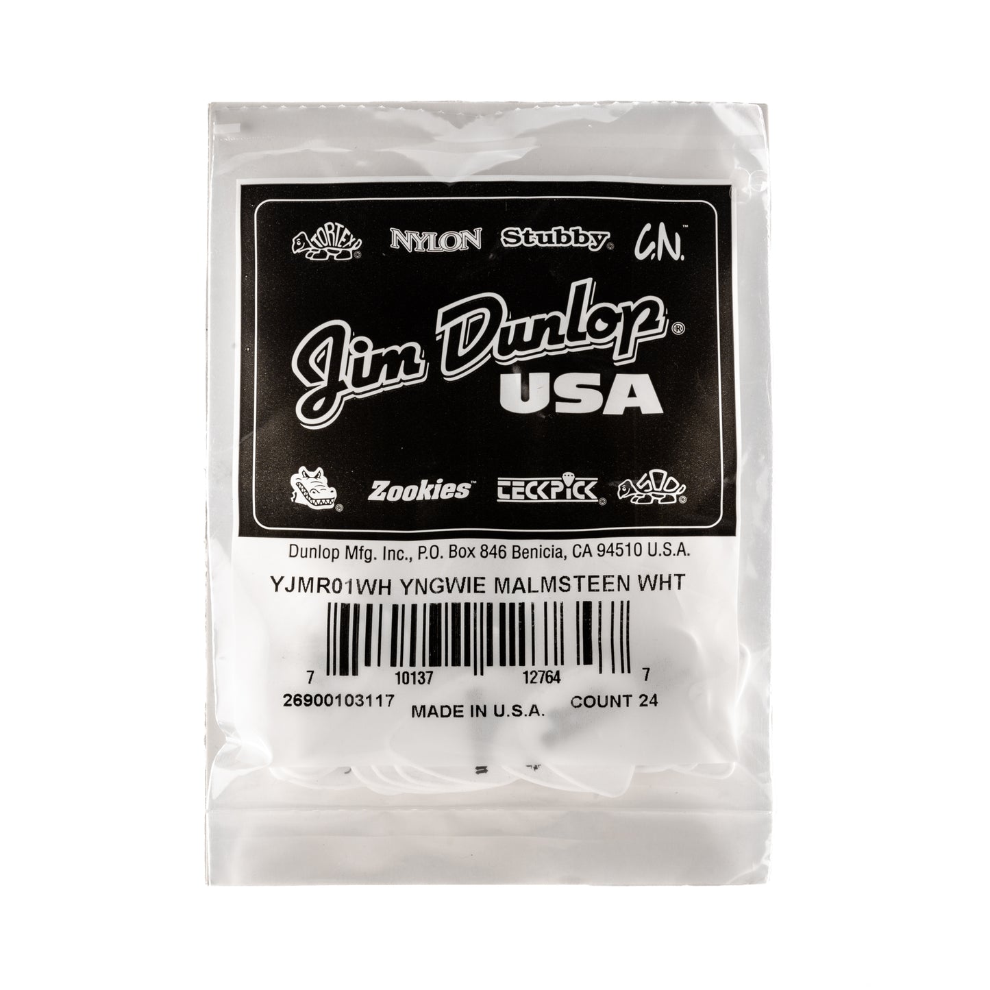 Jim Dunlop DUNLOP YNGWIE MALMSTEEN CUSTOM 1.5mm DELRIN GUITAR PICK WHITE REFILL BAG 24-PACK - YJMR01WH