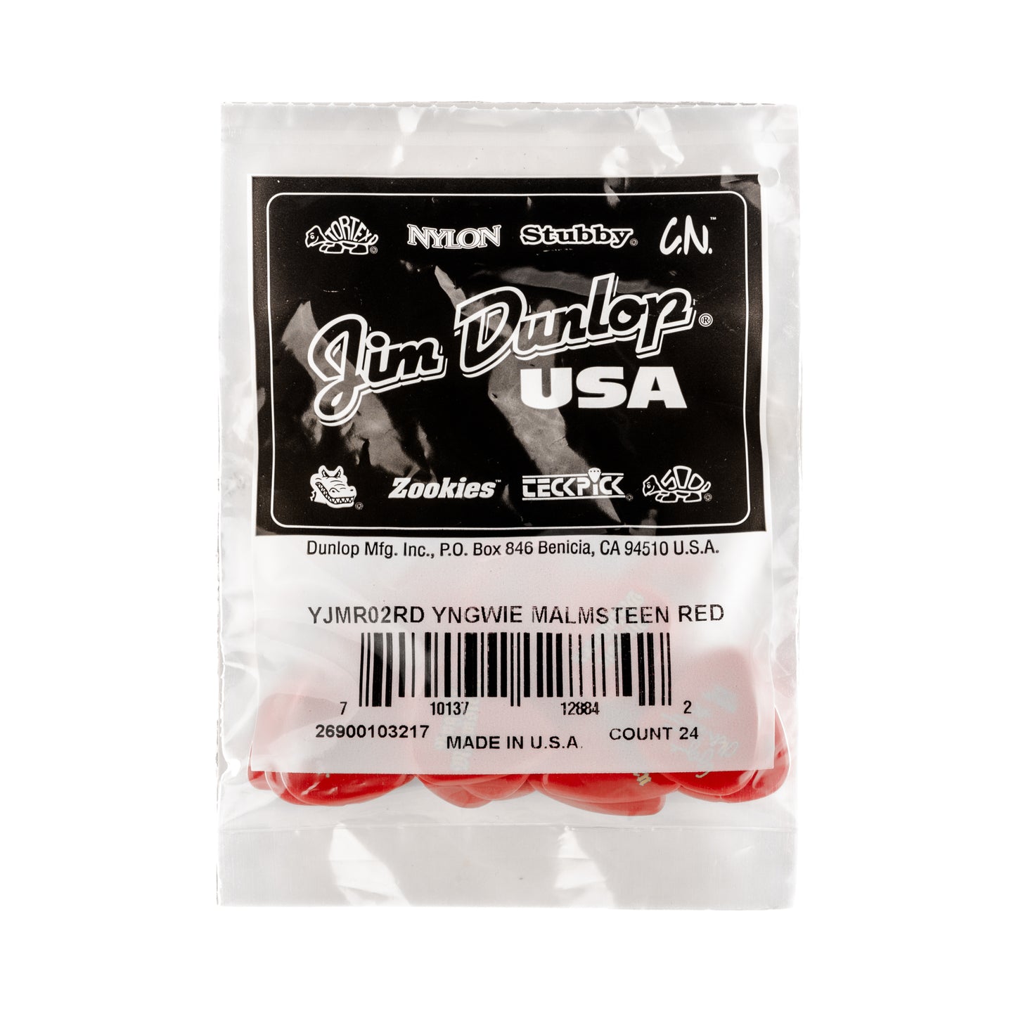 Jim Dunlop DUNLOP YNGWIE MALMSTEEN CUSTOM 2.0mm DELRIN GUITAR PICK RED REFILL BAG 24-PACK - YJMR02RD