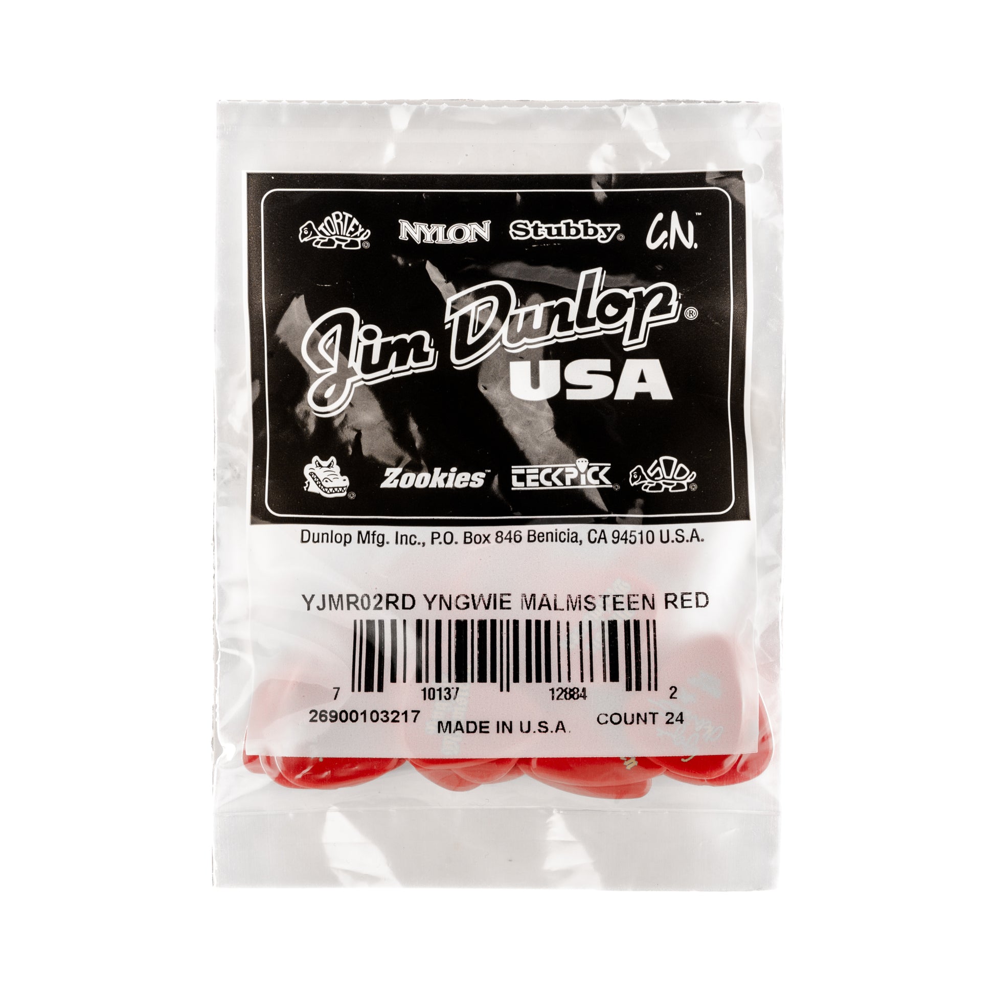 Jim Dunlop DUNLOP YNGWIE MALMSTEEN CUSTOM 2.0mm DELRIN GUITAR PICK RED REFILL BAG 24-PACK - YJMR02RD