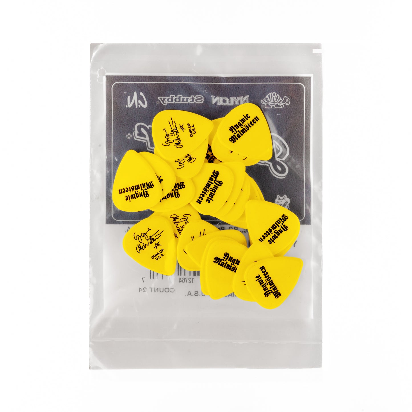 Jim Dunlop DUNLOP YNGWIE MALMSTEEN CUSTOM 1.14mm DELRIN GUITAR PICK YELLOW REFILL BAG 24-PACK - YJMR03YL