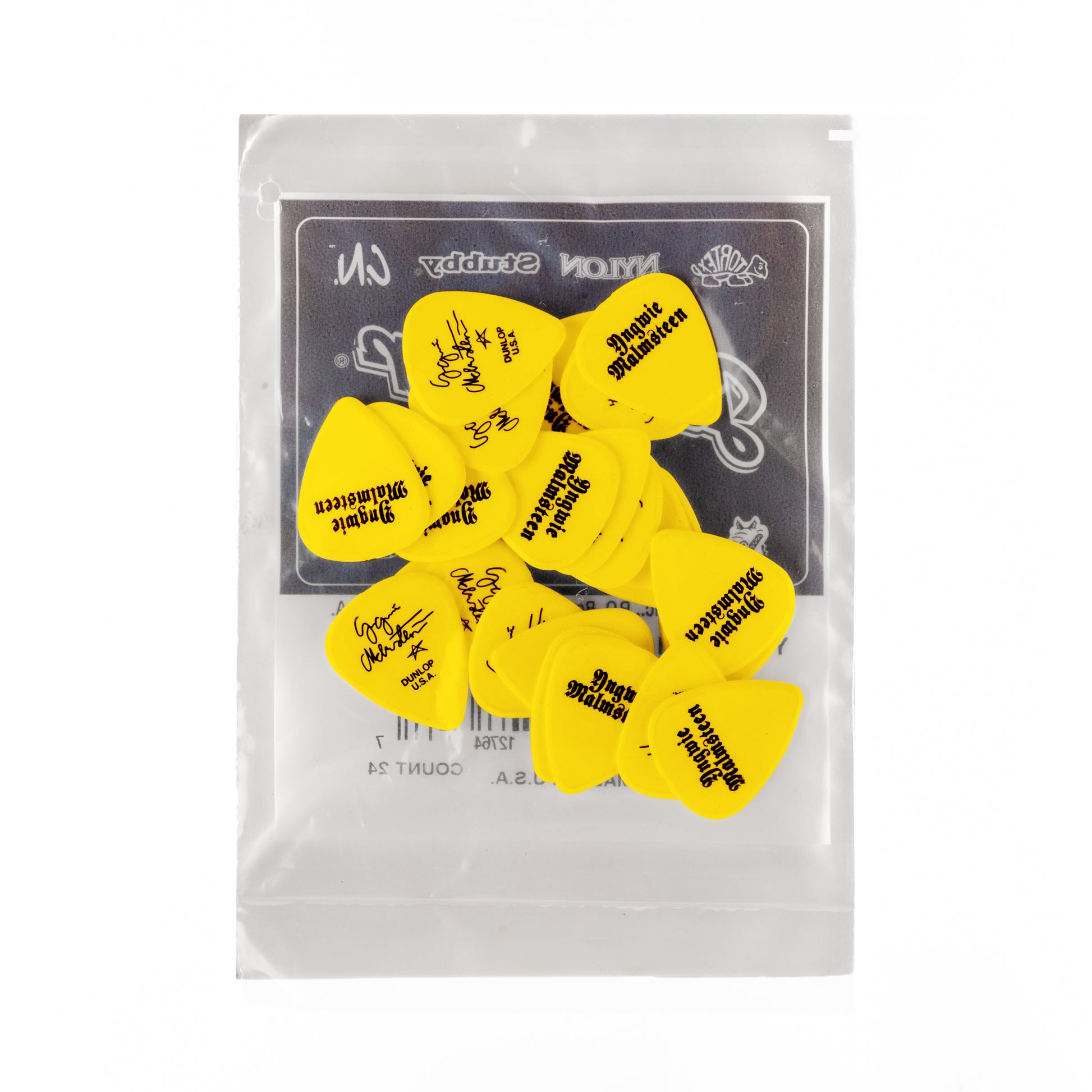 Jim Dunlop DUNLOP YNGWIE MALMSTEEN CUSTOM 1.14mm DELRIN GUITAR PICK YELLOW REFILL BAG 24-PACK - YJMR03YL