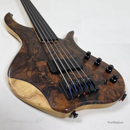 AC Guitars AC Guitars Krell 5-String Fretless Bass 34" Scale Turkish Walnut 8.86lbs