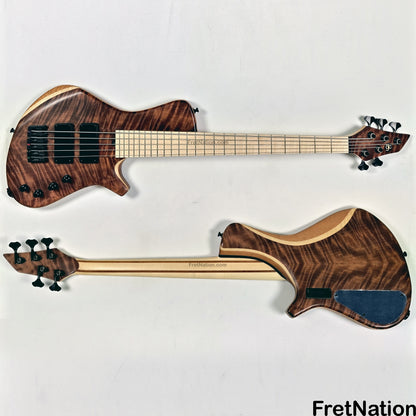 AC Guitars AC Guitars Finn R Type 5-String Bass 33" Scale Flame Redwood 8.86lbs