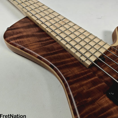 AC Guitars AC Guitars Finn R Type 5-String Bass 33" Scale Flame Redwood 8.86lbs