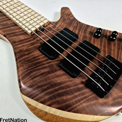 AC Guitars AC Guitars Finn R Type 5-String Bass 33" Scale Flame Redwood 8.86lbs