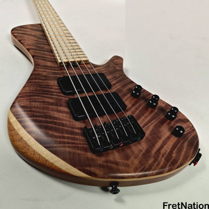 AC Guitars AC Guitars Finn R Type 5-String Bass 33" Scale Flame Redwood 8.86lbs