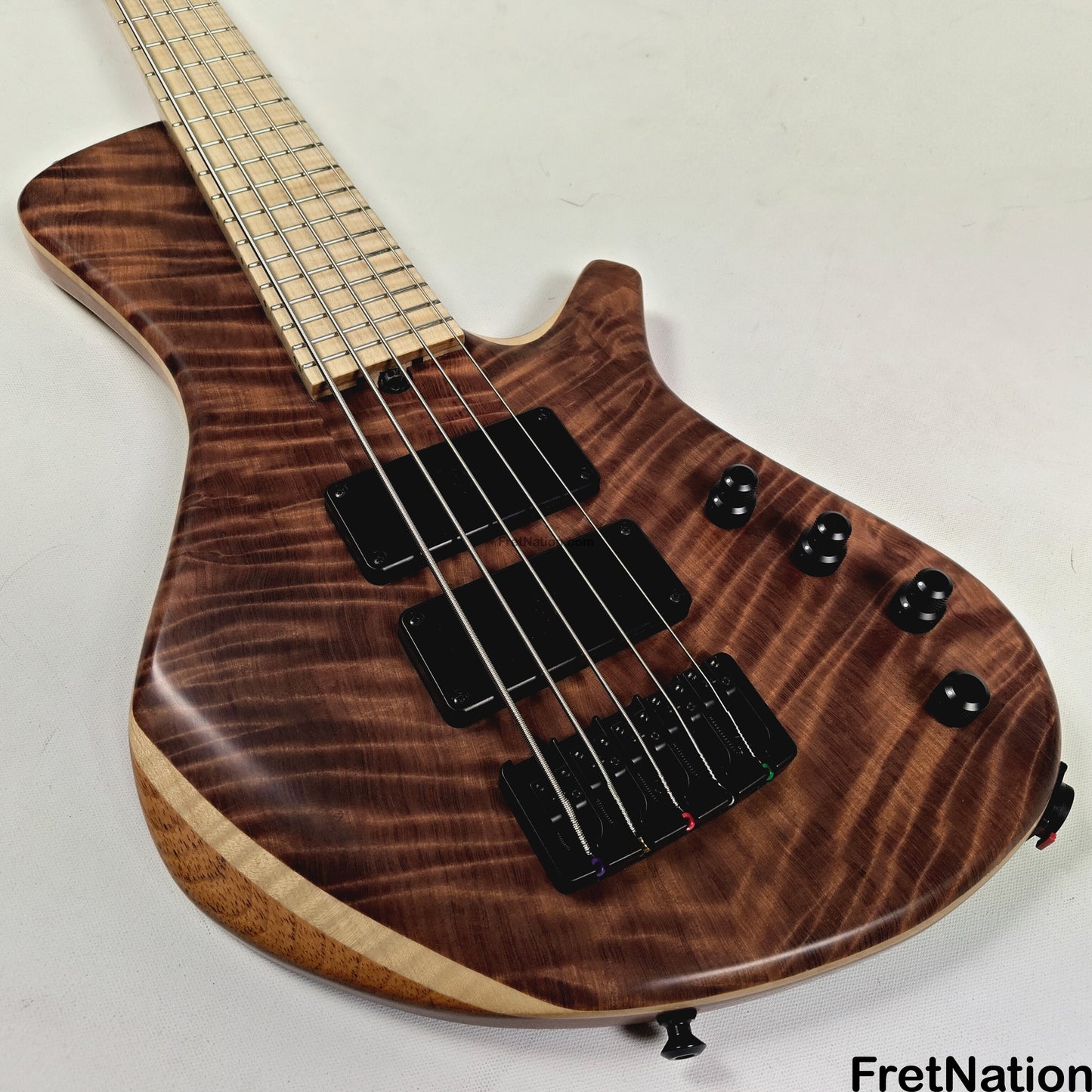 AC Guitars AC Guitars Finn R Type 5-String Bass 33" Scale Flame Redwood 8.86lbs