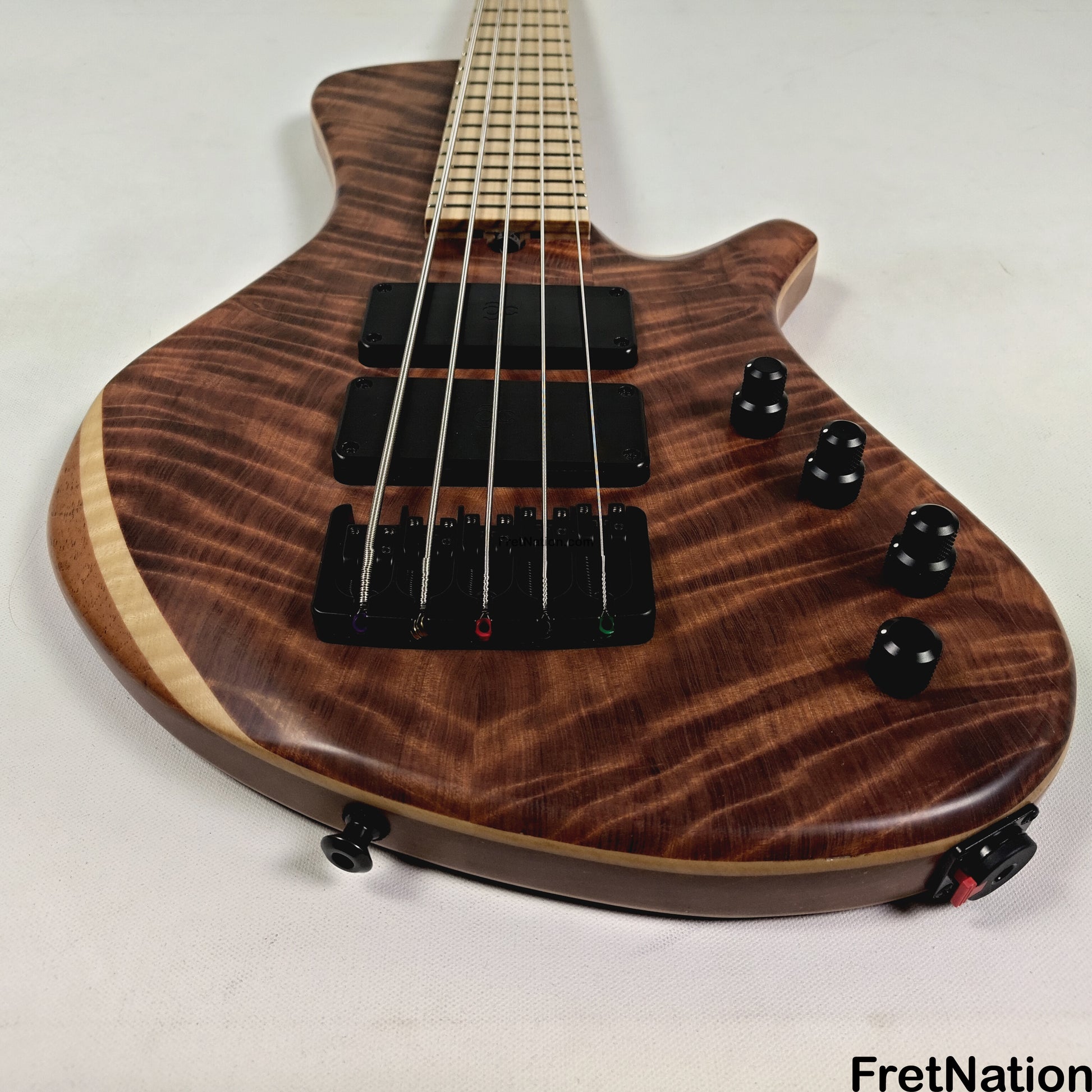 AC Guitars AC Guitars Finn R Type 5-String Bass 33" Scale Flame Redwood 8.86lbs
