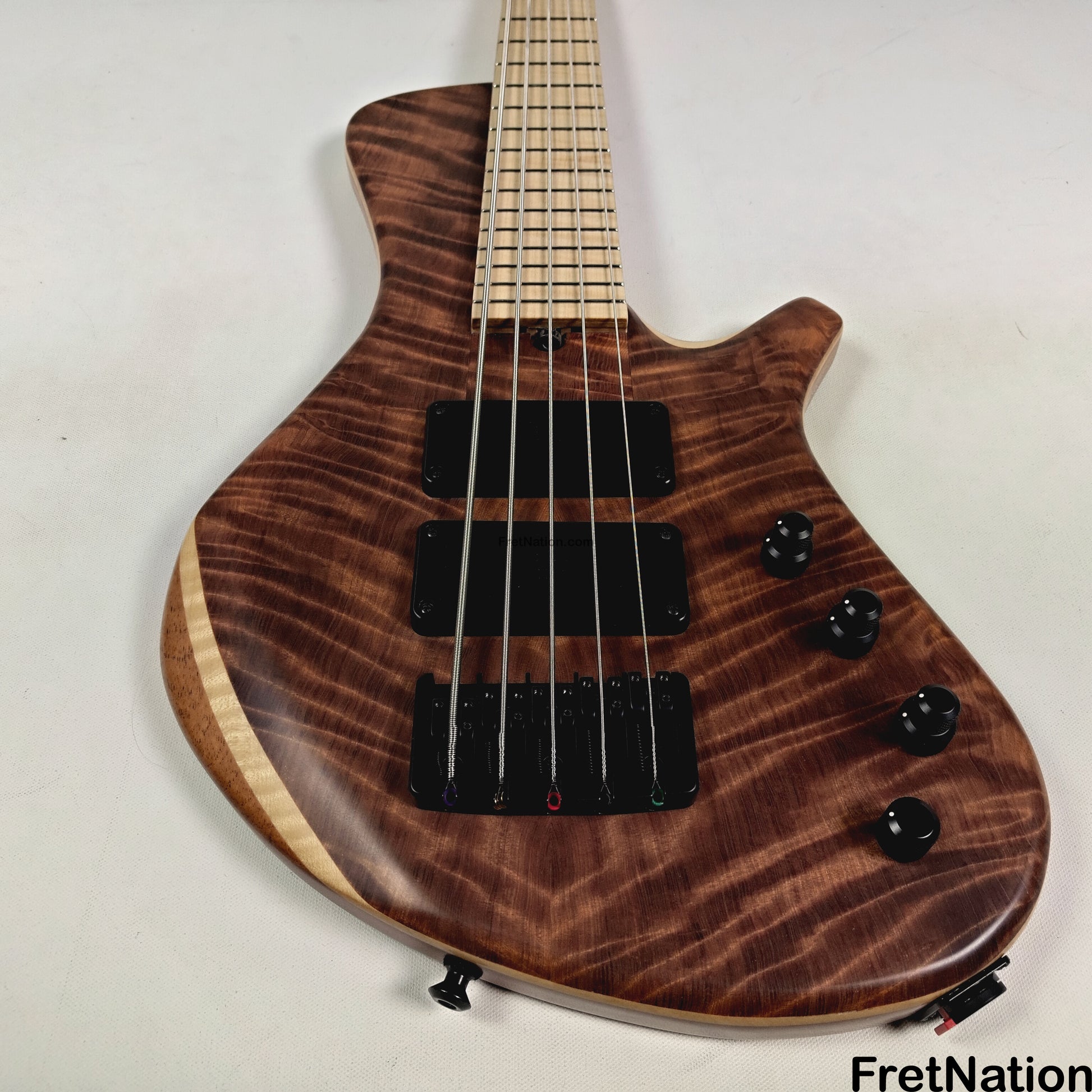 AC Guitars AC Guitars Finn R Type 5-String Bass 33" Scale Flame Redwood 8.86lbs