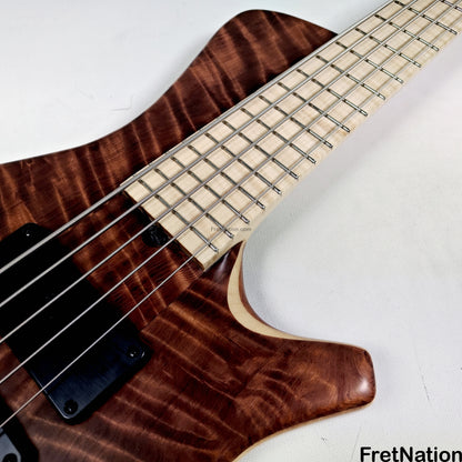 AC Guitars AC Guitars Finn R Type 5-String Bass 33" Scale Flame Redwood 8.86lbs
