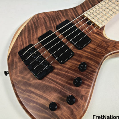 AC Guitars AC Guitars Finn R Type 5-String Bass 33" Scale Flame Redwood 8.86lbs