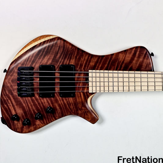 AC Guitars Finn R Type 5-String Fretless Bass 33" Scale Flame Redwood 8.86lbs
