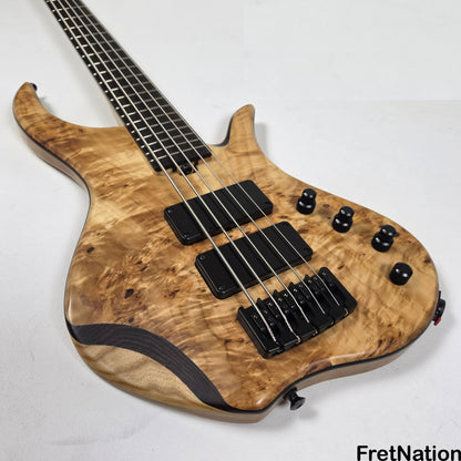 AC Guitars AC Guitars Krell 5-String Bass 34" Scale Poplar Burl 9.96lbs