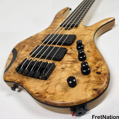 AC Guitars AC Guitars Krell 5-String Bass 34" Scale Poplar Burl 9.96lbs