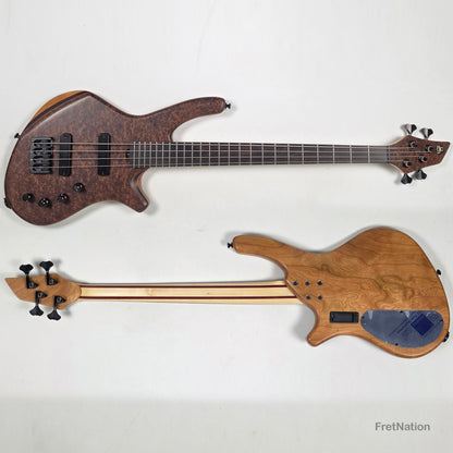AC Guitars AC Guitars Recurve Custom 4/32 4-String Bass 32" Scale Redwood Burl 8.90lbs