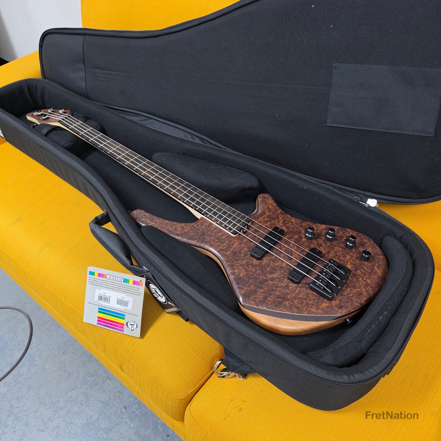AC Guitars AC Guitars Recurve Custom 4/32 4-String Bass 32" Scale Redwood Burl 8.90lbs