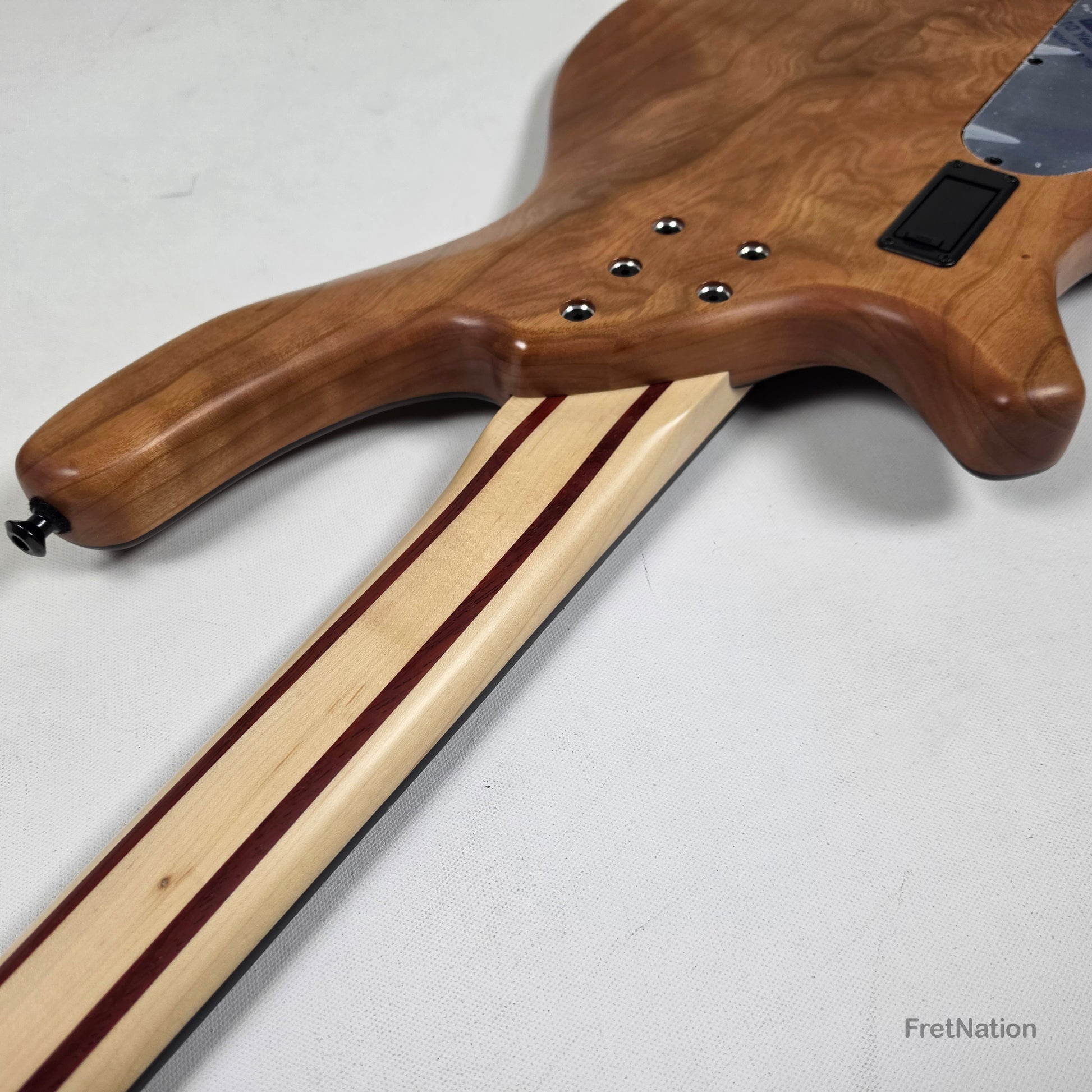 AC Guitars AC Guitars Recurve Custom 4/32 4-String Bass 32" Scale Redwood Burl 8.90lbs