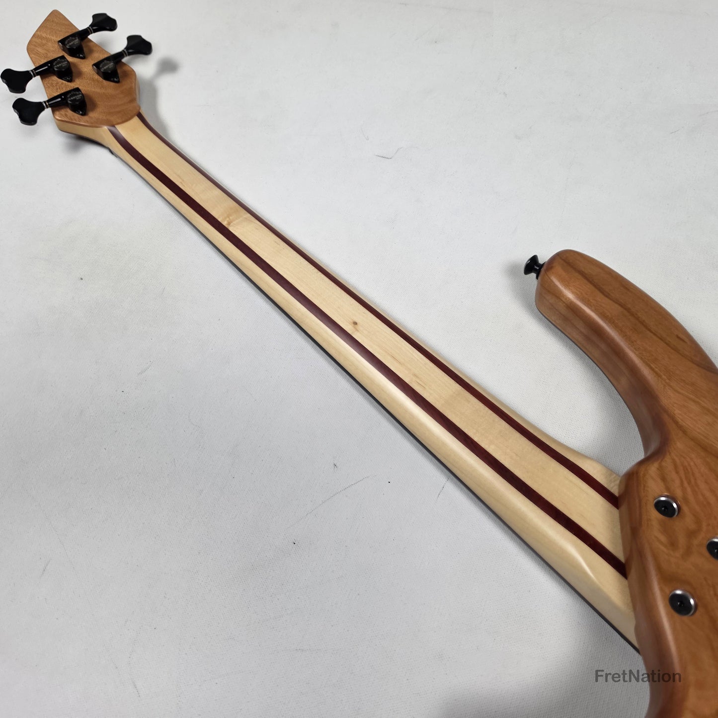 AC Guitars AC Guitars Recurve Custom 4/32 4-String Bass 32" Scale Redwood Burl 8.90lbs