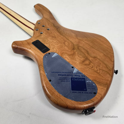 AC Guitars AC Guitars Recurve Custom 4/32 4-String Bass 32" Scale Redwood Burl 8.90lbs