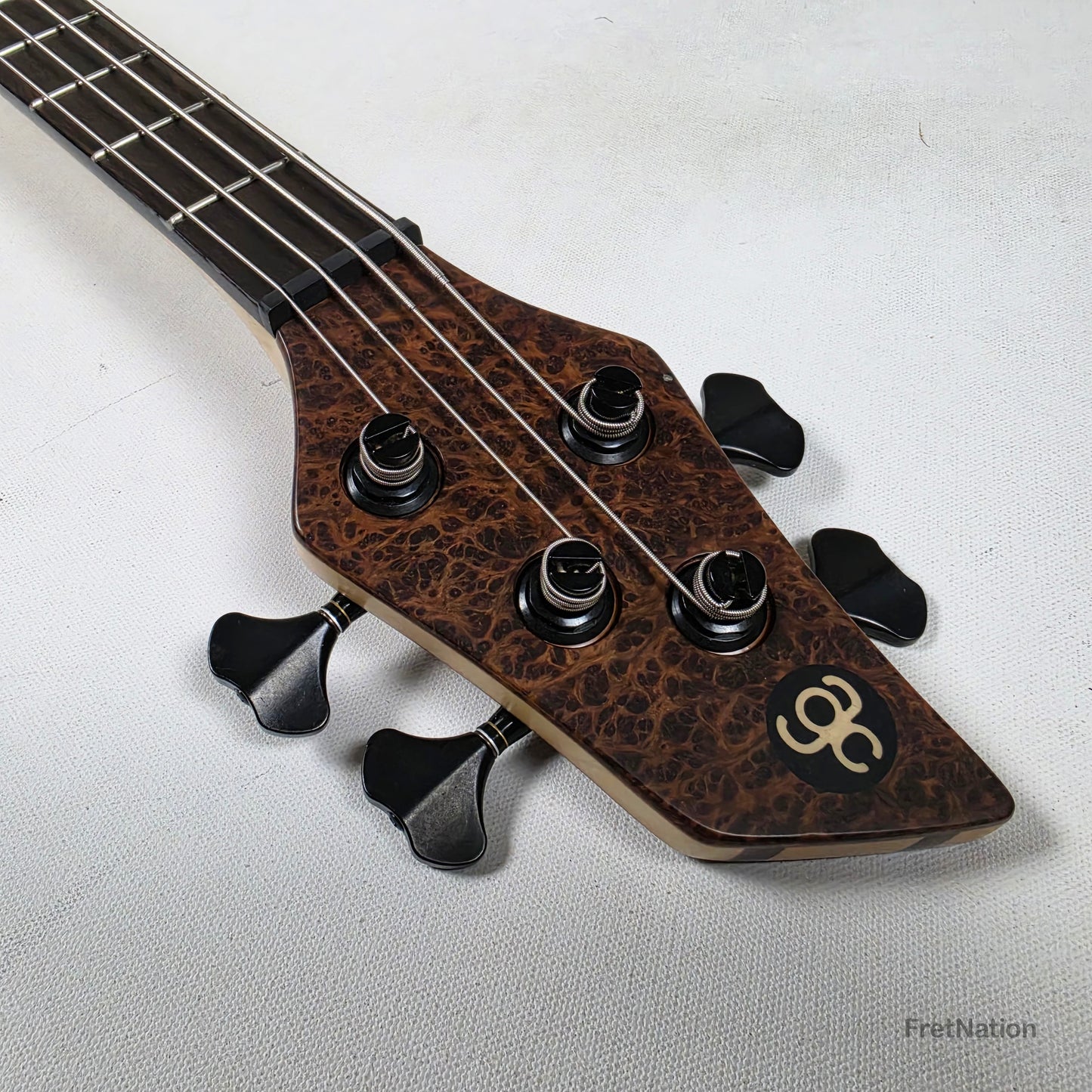 AC Guitars AC Guitars Recurve Custom 4/32 4-String Bass 32" Scale Redwood Burl 8.90lbs