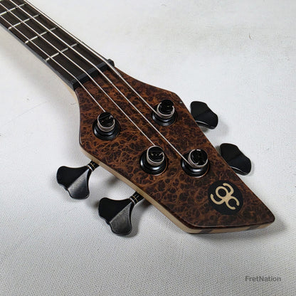 AC Guitars AC Guitars Recurve Custom 4/32 4-String Bass 32" Scale Redwood Burl 8.90lbs