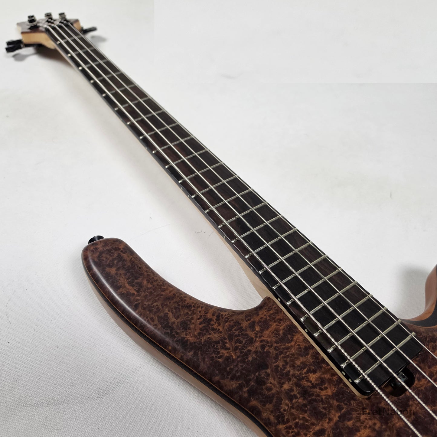 AC Guitars AC Guitars Recurve Custom 4/32 4-String Bass 32" Scale Redwood Burl 8.90lbs