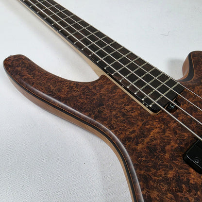 AC Guitars AC Guitars Recurve Custom 4/32 4-String Bass 32" Scale Redwood Burl 8.90lbs