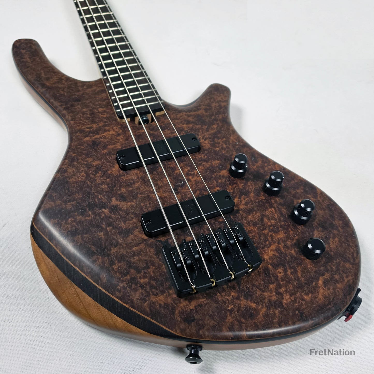 AC Guitars AC Guitars Recurve Custom 4/32 4-String Bass 32" Scale Redwood Burl 8.90lbs