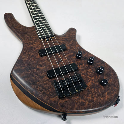 AC Guitars AC Guitars Recurve Custom 4/32 4-String Bass 32" Scale Redwood Burl 8.90lbs