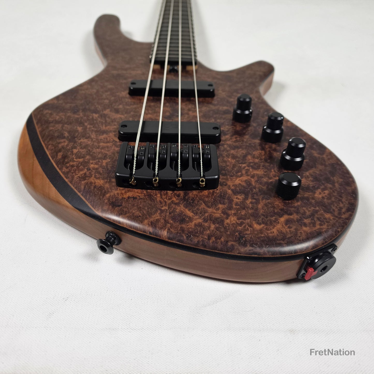AC Guitars AC Guitars Recurve Custom 4/32 4-String Bass 32" Scale Redwood Burl 8.90lbs
