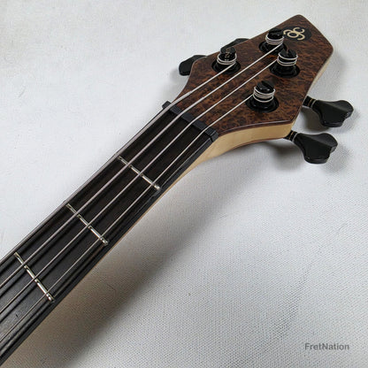 AC Guitars AC Guitars Recurve Custom 4/32 4-String Bass 32" Scale Redwood Burl 8.90lbs