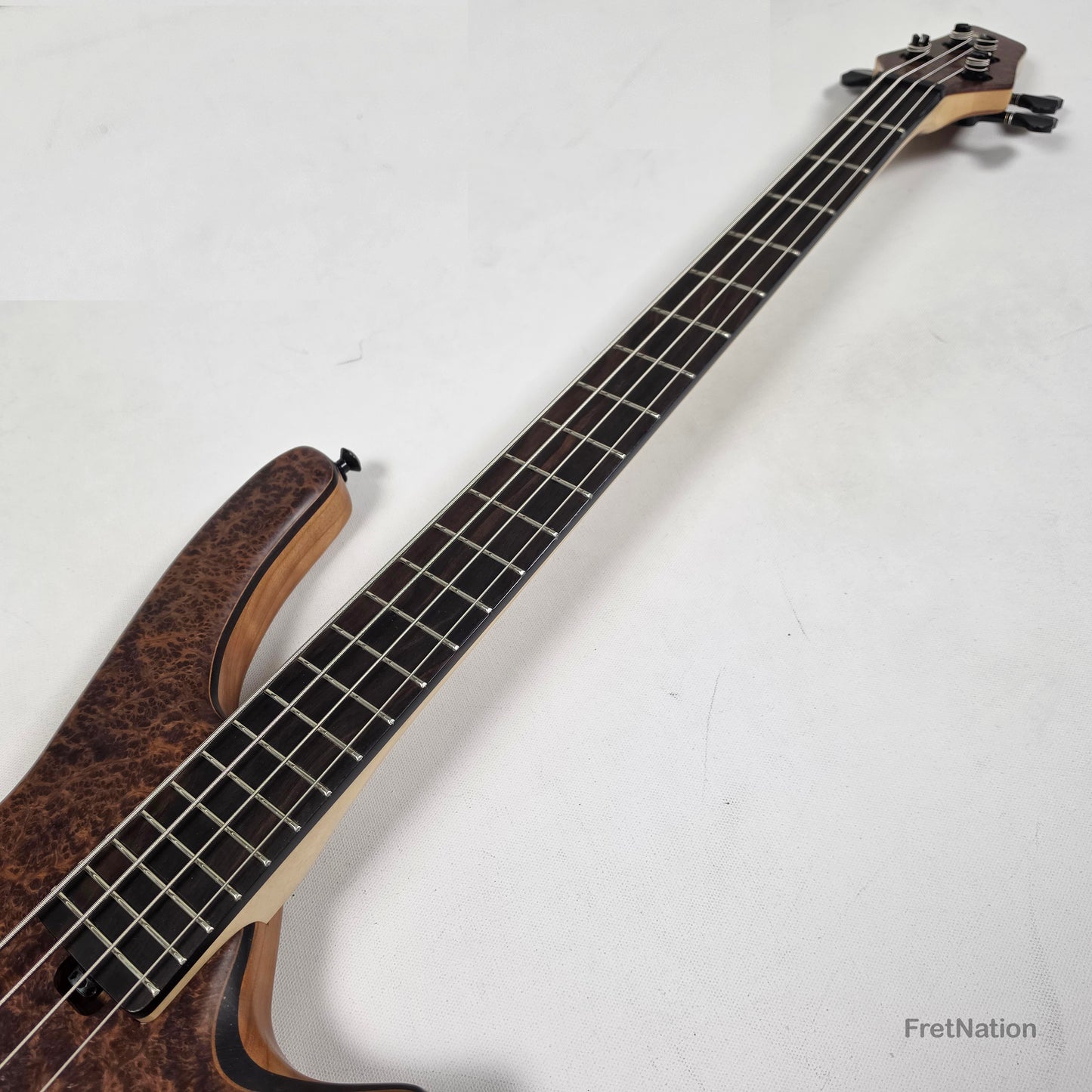 AC Guitars AC Guitars Recurve Custom 4/32 4-String Bass 32" Scale Redwood Burl 8.90lbs
