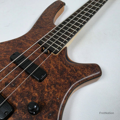 AC Guitars AC Guitars Recurve Custom 4/32 4-String Bass 32" Scale Redwood Burl 8.90lbs