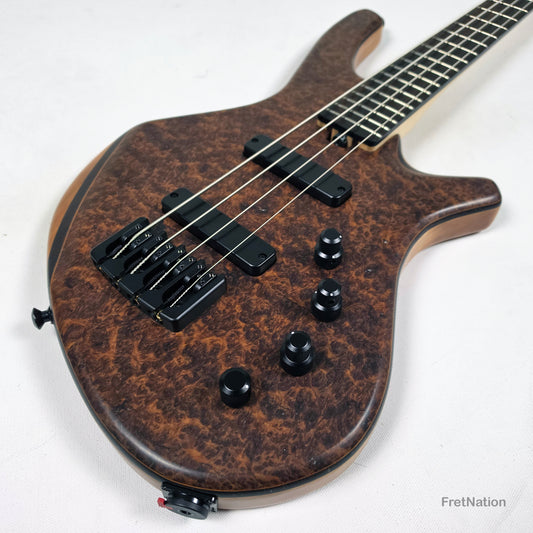 AC Guitars AC Guitars Recurve Custom 4/32 4-String Bass 32" Scale Redwood Burl 8.90lbs