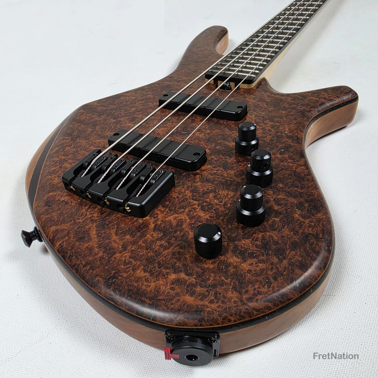 AC Guitars AC Guitars Recurve Custom 4/32 4-String Bass 32" Scale Redwood Burl 8.90lbs