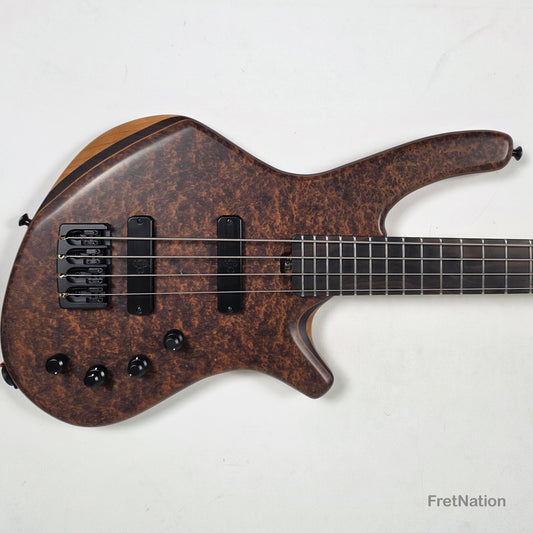 AC Guitars Recurve Custom 4/32 4-String Bass 32" Scale Redwood Burl 8.90lbs