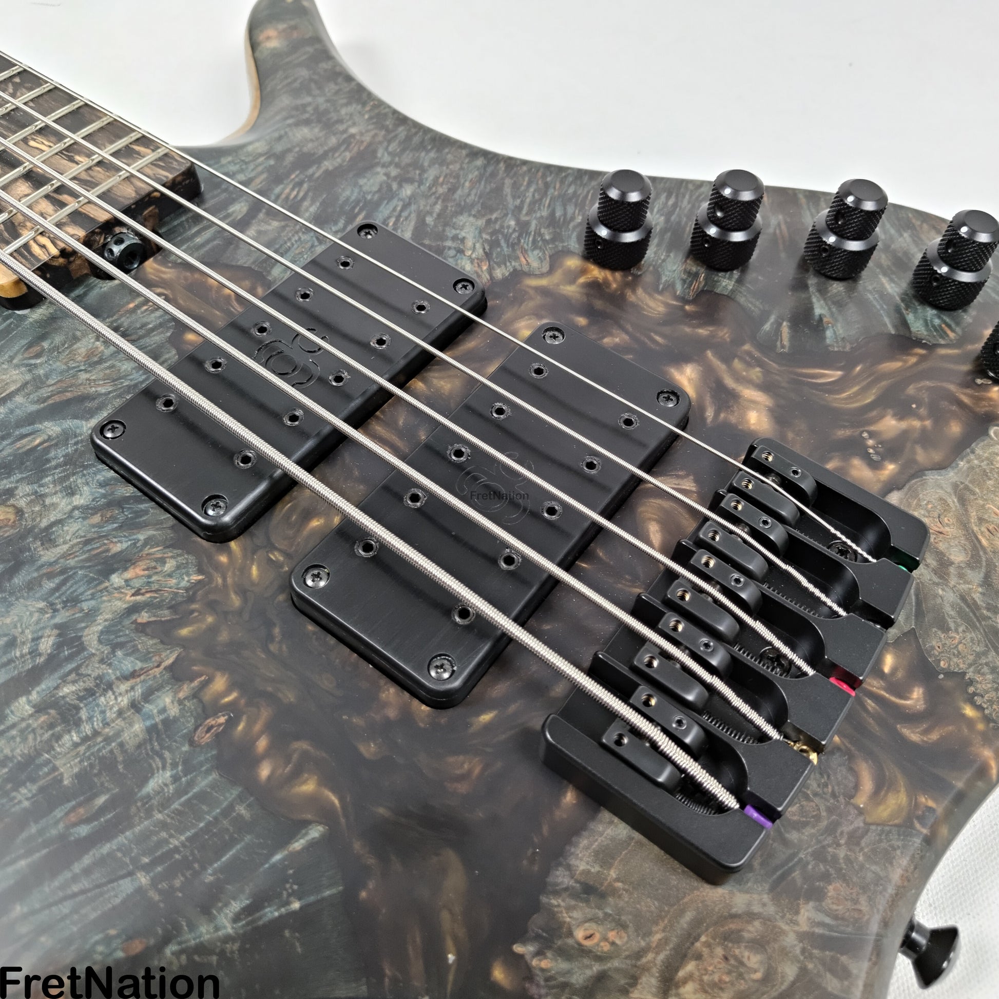 AC Guitars AC Guitars Uber Krell 5-String Bass 33" Scale ART Maple Burl 9.90lbs