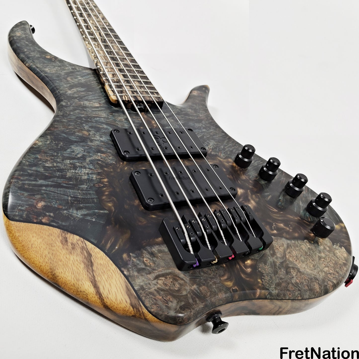 AC Guitars AC Guitars Uber Krell 5-String Bass 33" Scale ART Maple Burl 9.90lbs