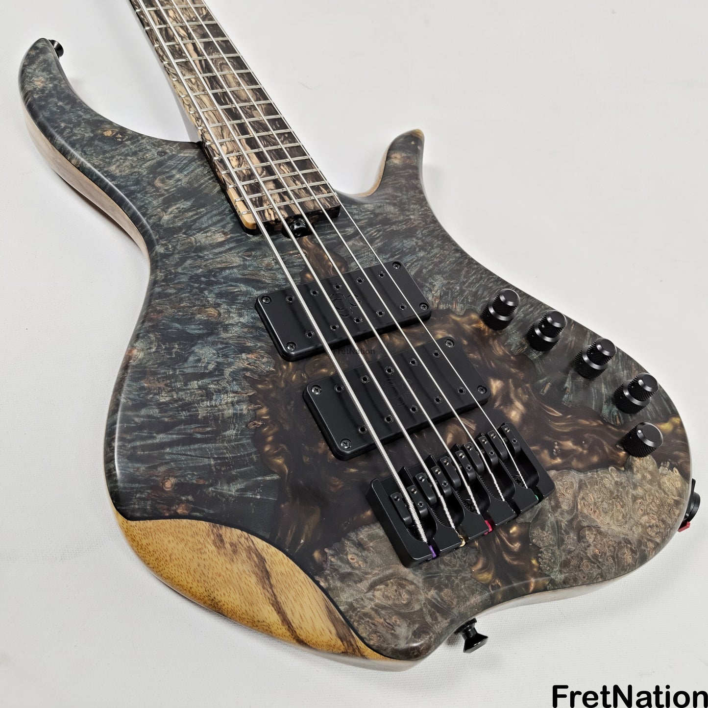 AC Guitars AC Guitars Uber Krell 5-String Bass 33" Scale ART Maple Burl 9.90lbs