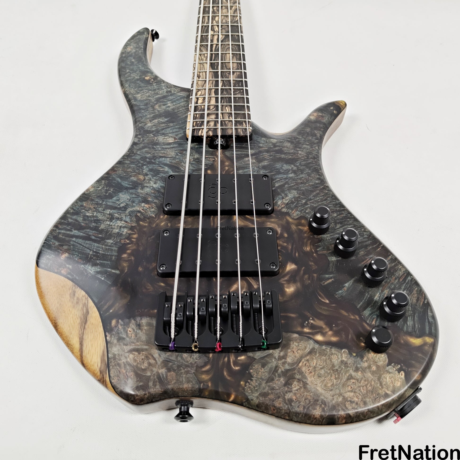 AC Guitars AC Guitars Uber Krell 5-String Bass 33" Scale ART Maple Burl 9.90lbs