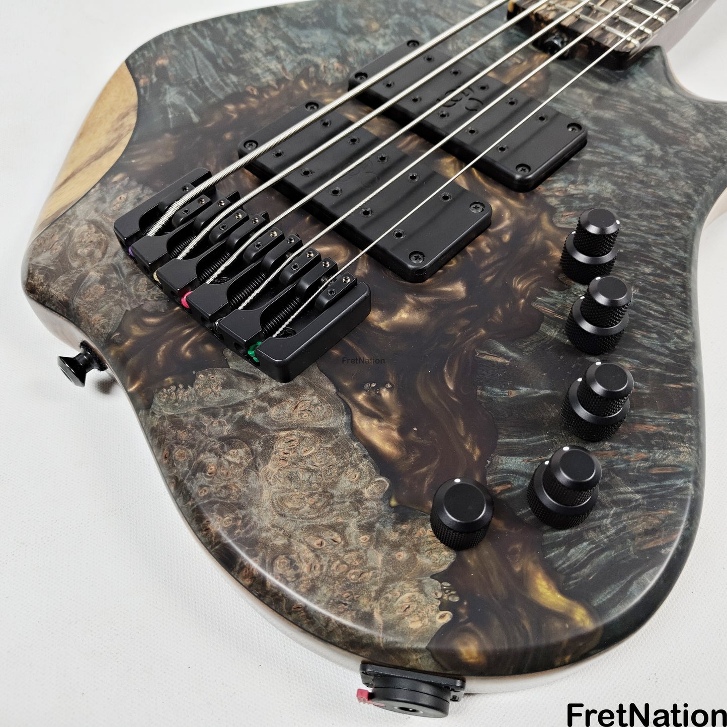 AC Guitars AC Guitars Uber Krell 5-String Bass 33" Scale ART Maple Burl 9.90lbs