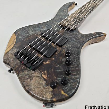 AC Guitars AC Guitars Uber Krell 5-String Bass 33" Scale ART Maple Burl 9.90lbs