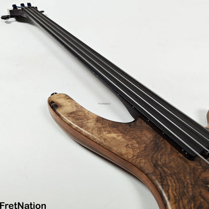 AC Guitars AC Guitars Uber Recurve 4-String Fretless Bass 34" Scale Turkish Walnut 8.88lbs