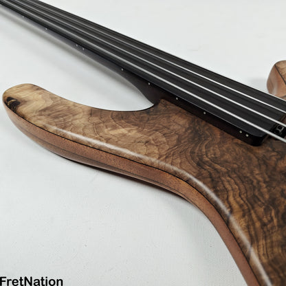 AC Guitars AC Guitars Uber Recurve 4-String Fretless Bass 34" Scale Turkish Walnut 8.88lbs