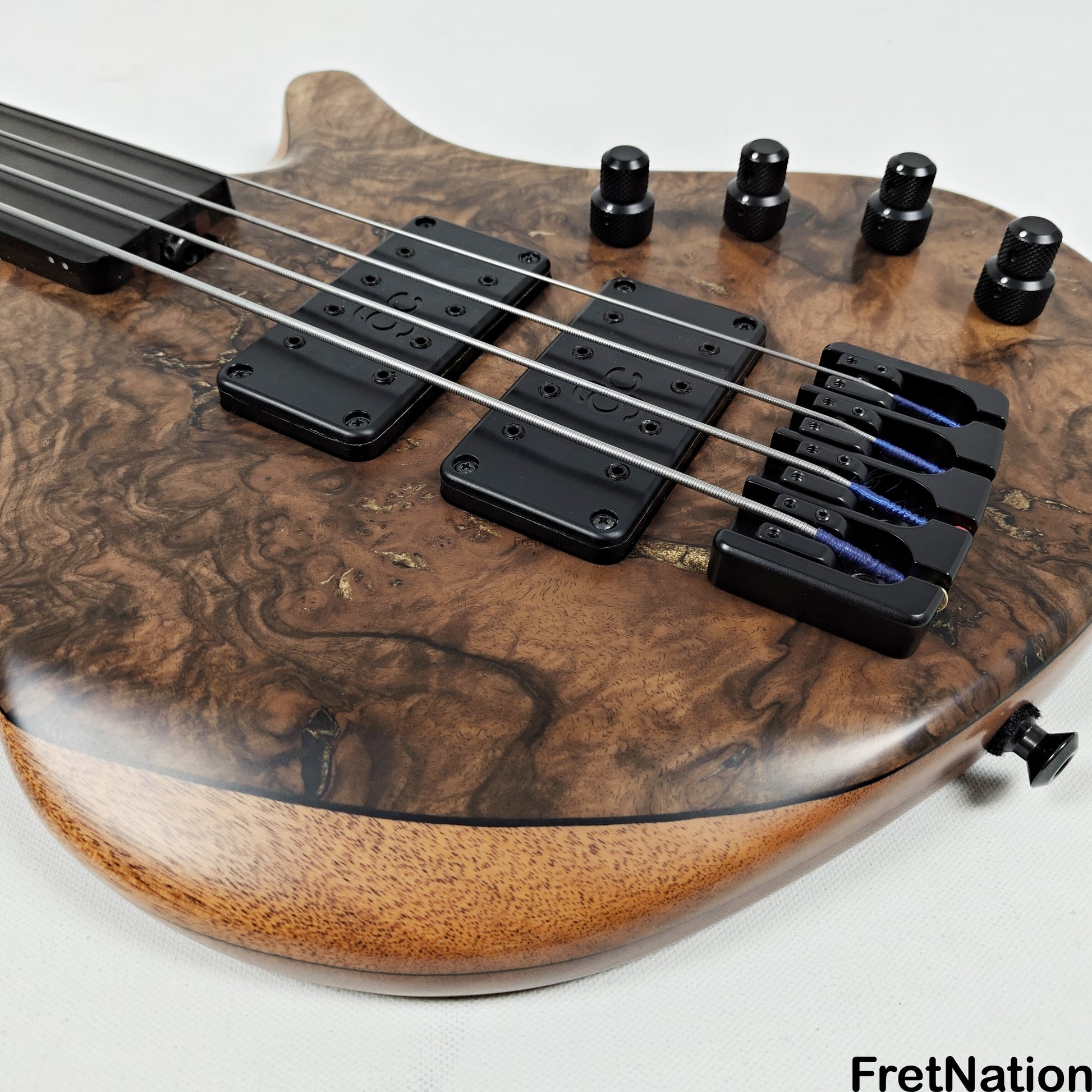 AC Guitars AC Guitars Uber Recurve 4-String Fretless Bass 34" Scale Turkish Walnut 8.88lbs